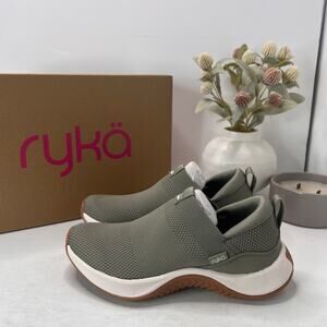 Ryka Encore Knit Slip on Sneakers Vetiver Green J0707M1300 Women's 6.5M NWB